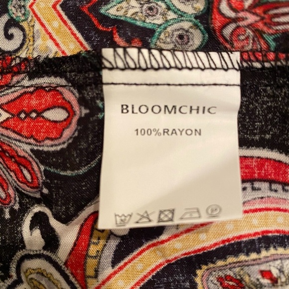 NWT Bloomchic Black Paisley Floral Long Sleeve Lightweight Flowy Maxi Dress 12 - Picture 10 of 11